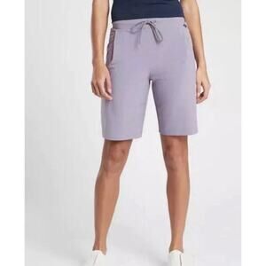 Athleta Venture Bermuda Shorts Sleek Travel 5 Pockets Size 6 Stretchy Drawstring